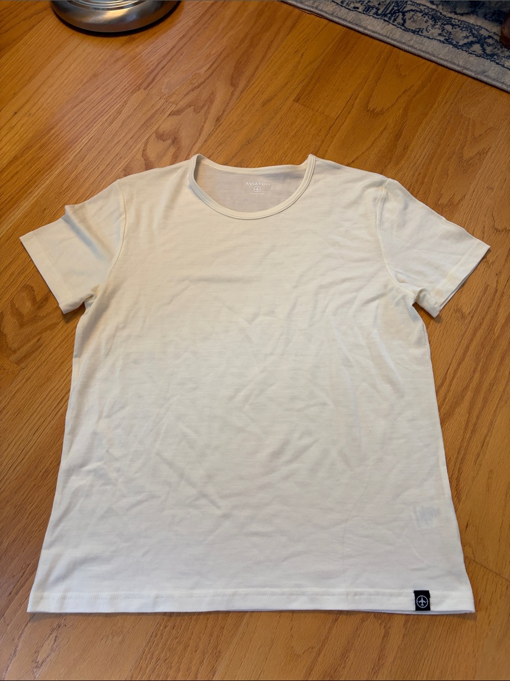 Aviator USA Air Dry 100% Merino Wool T-Shirt Large Cream/Off White